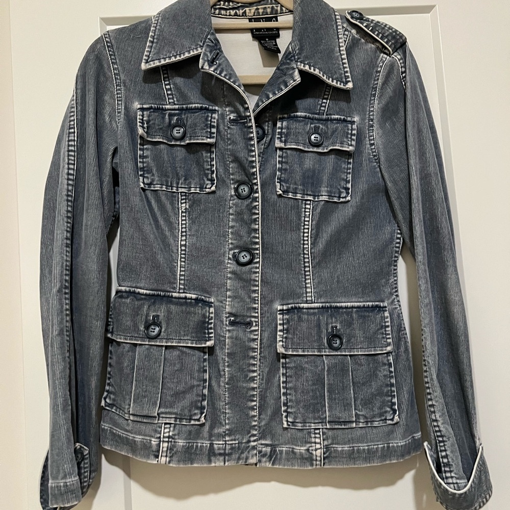 Women's Vintage INC Brand Dark Blue Wash Corduroy Jacket.